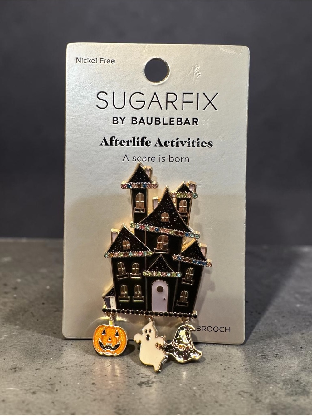 Sugarfix by BaubleBar Afterlife Activities Halloween Haunted House Brooch
